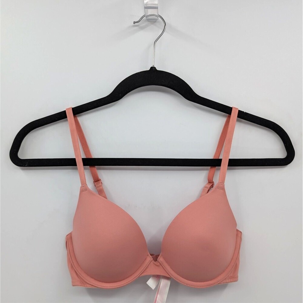 Victoria's Secret PINK Bra 32B Peach Orange T-shirt Lightly Lined